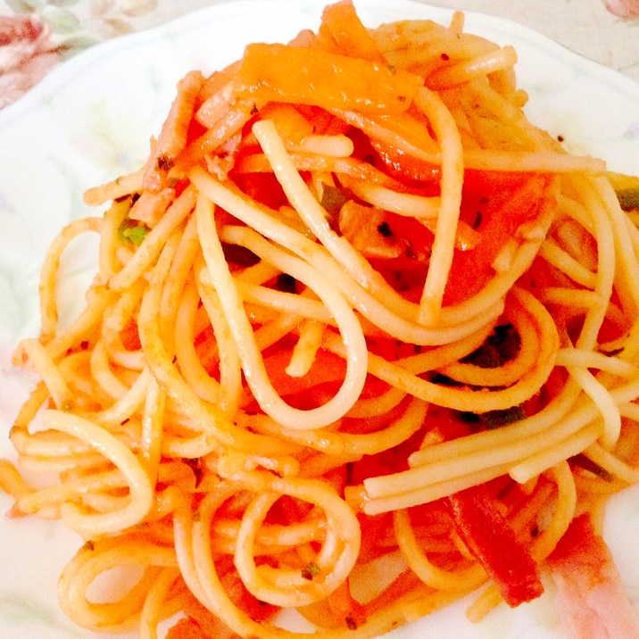 スープジャーで ハムとピーマンと人参のナポリタン レシピ 作り方 By やなママ 楽天レシピ